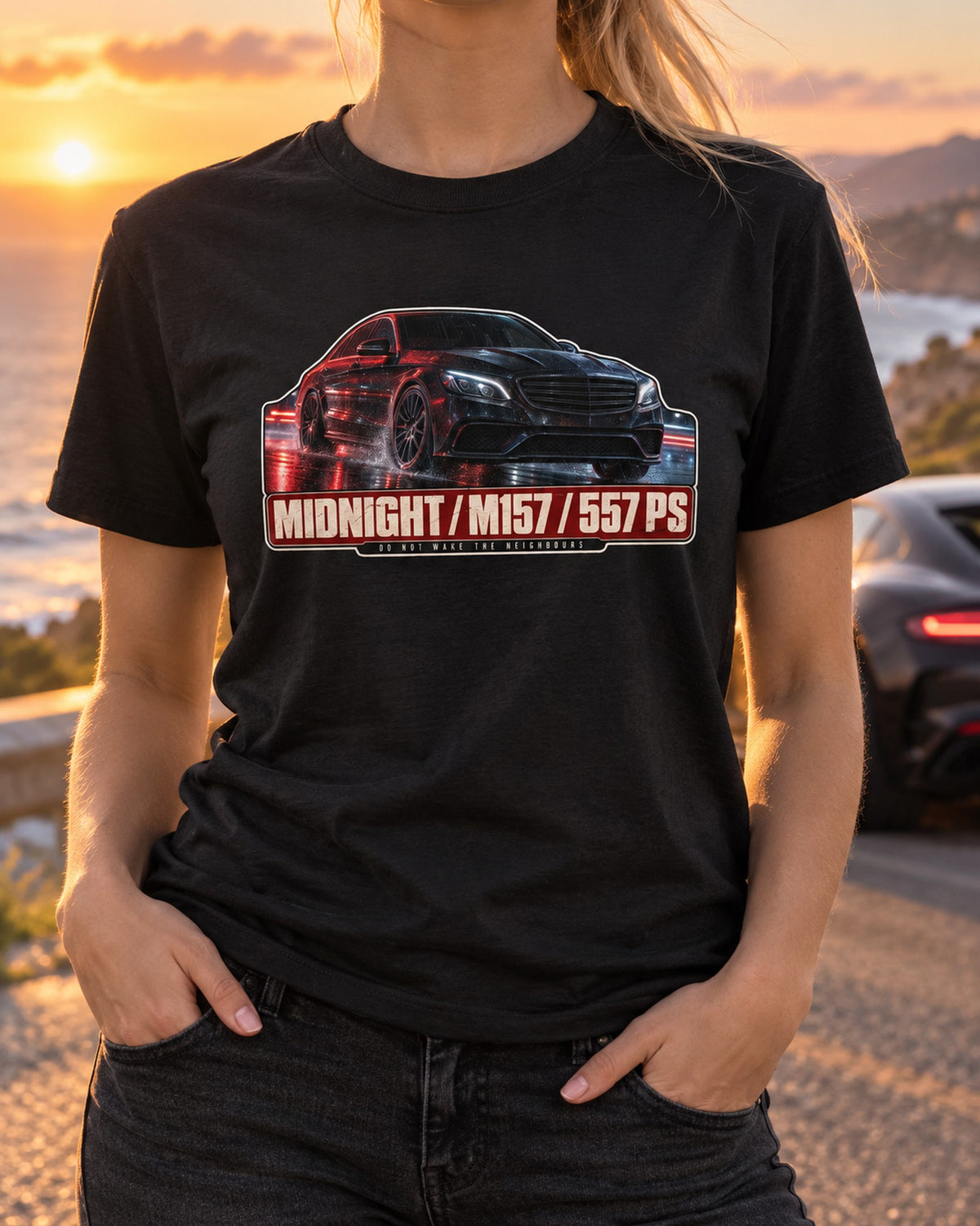 Mercedes-AMG E63 W212 Facelift Night Street Shirt, M157 Car Tee T-Shirt Black worn hero