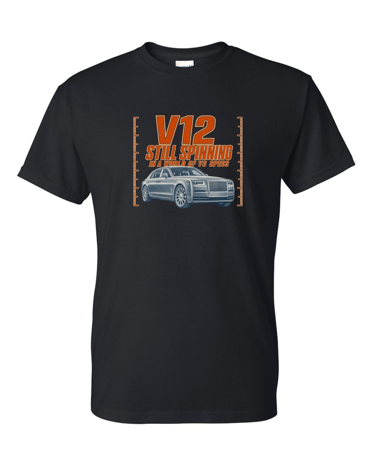 Halftone print of a silver Mercedes-Maybach S680 Z223 front three-quarter black t-shirt front view with the design