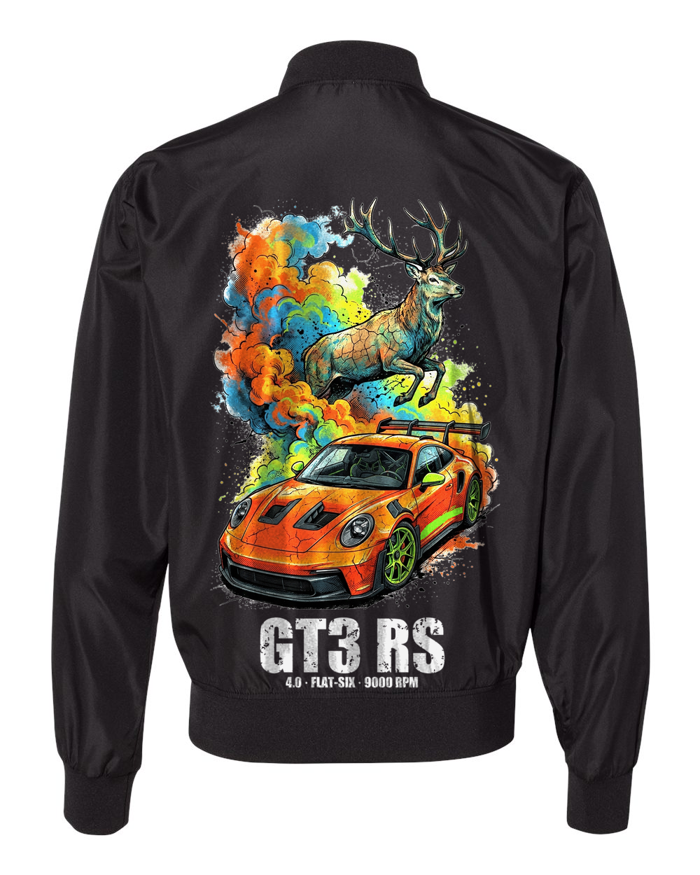 Porsche 911 GT3 RS Stag Bomber Jacket — Black back