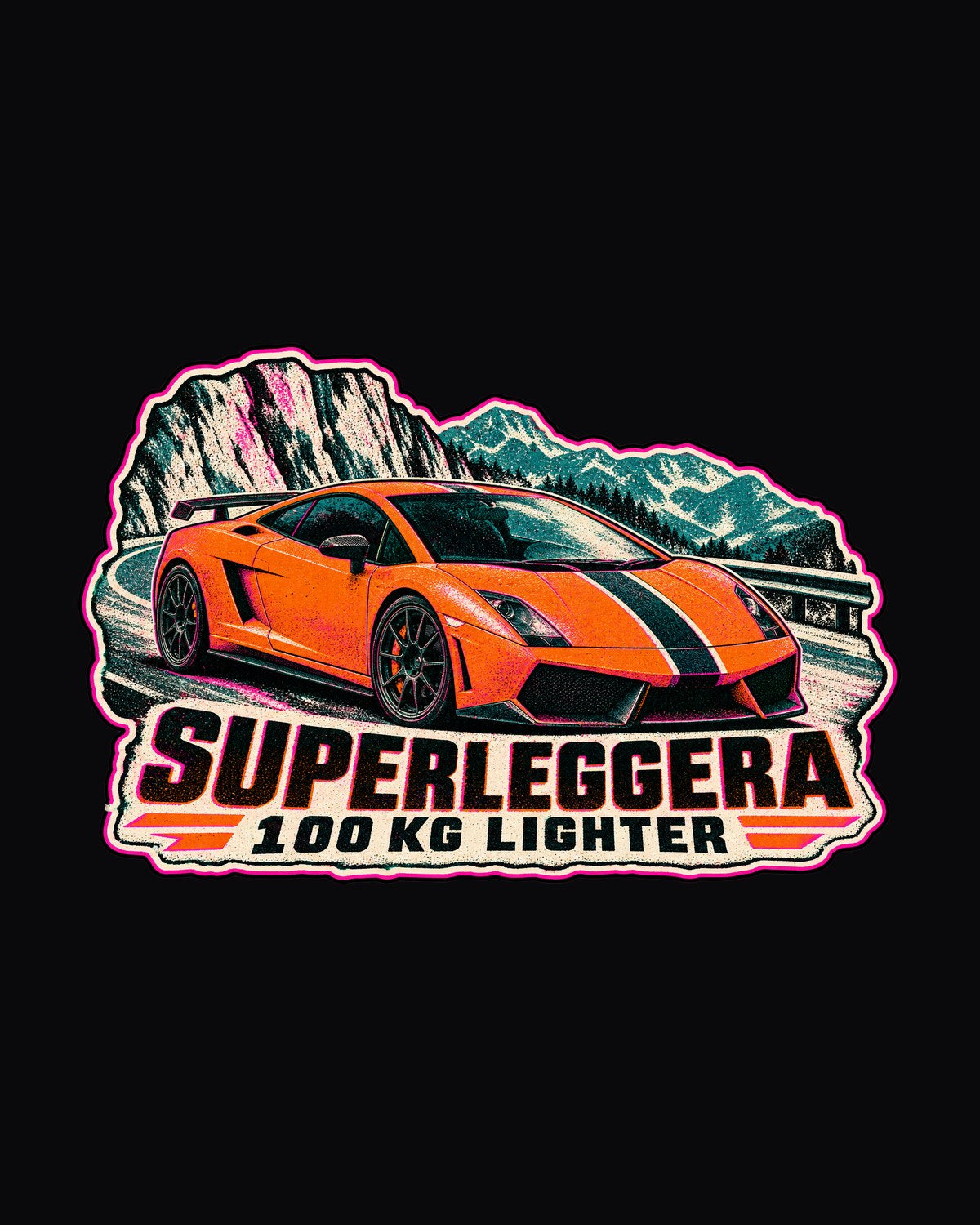Gallardo Superleggera Riso Print Shirt, 100 KG Lighter Tee design only