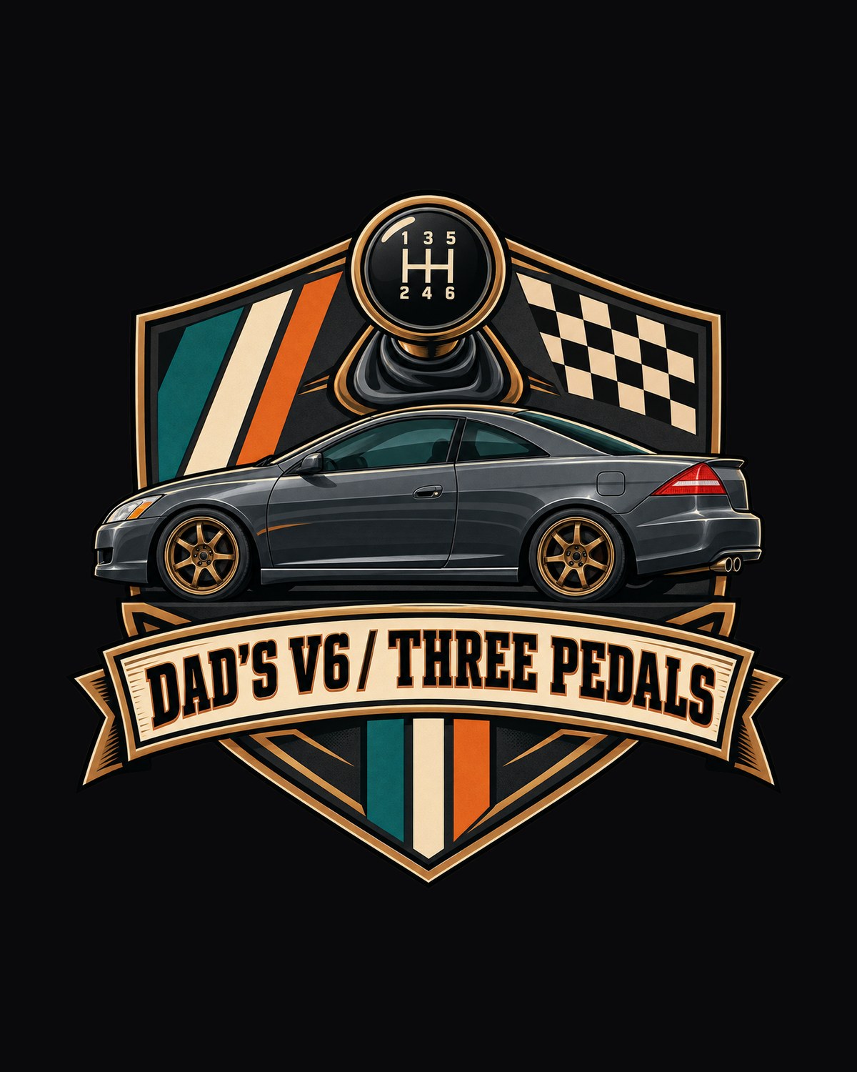 Honda Accord V6 Coupe Three Pedals Dad Crest Shirt design only