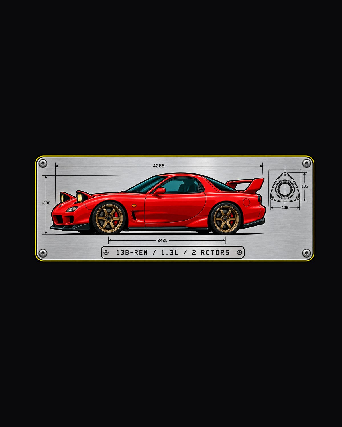 Mazda RX-7 FD3S 13B-REW Rotary Data Plate Tee design only