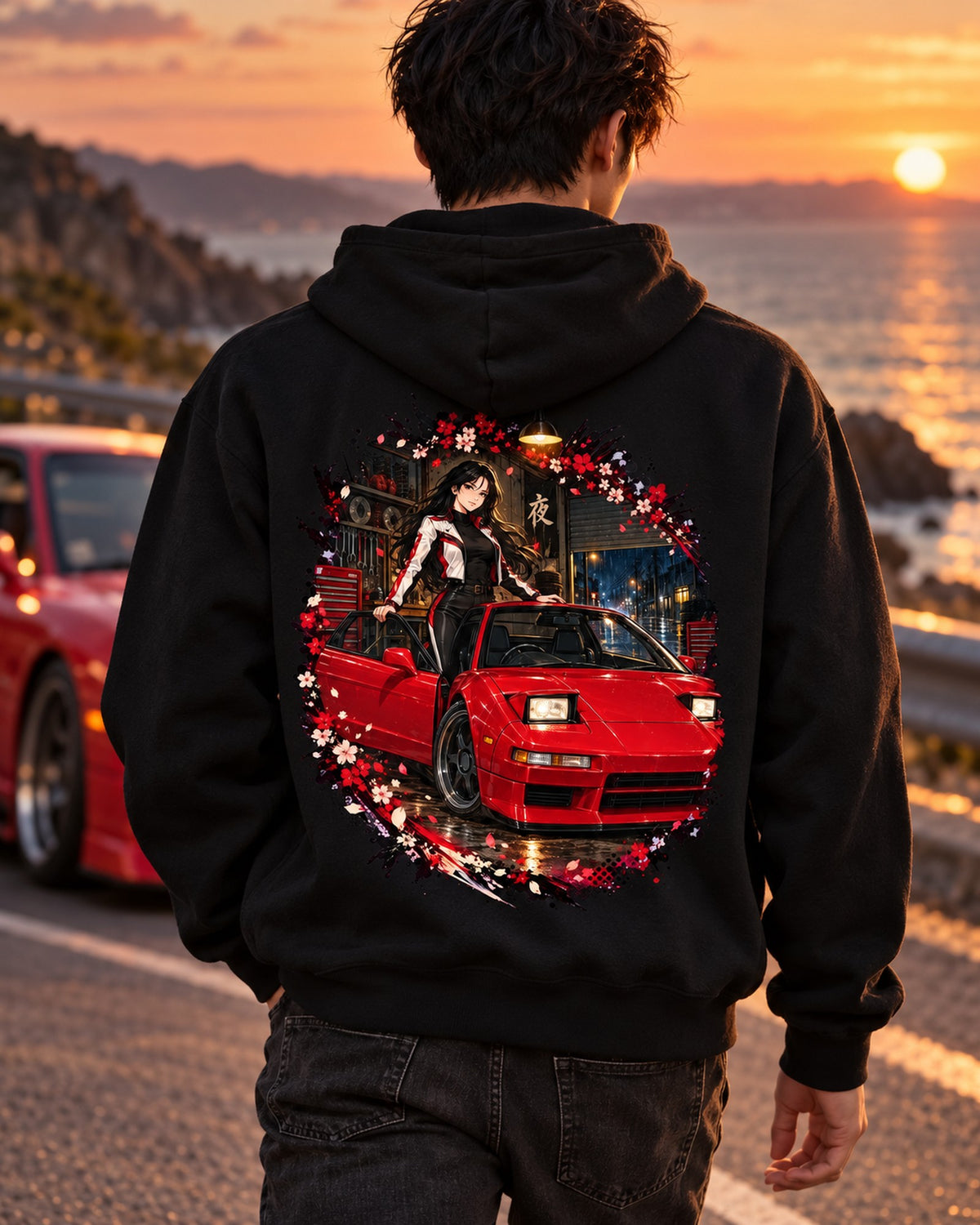 Honda NSX NA1 Anime Girl Shirt, Hoodie & More Pull Over Hoodie Black worn hero