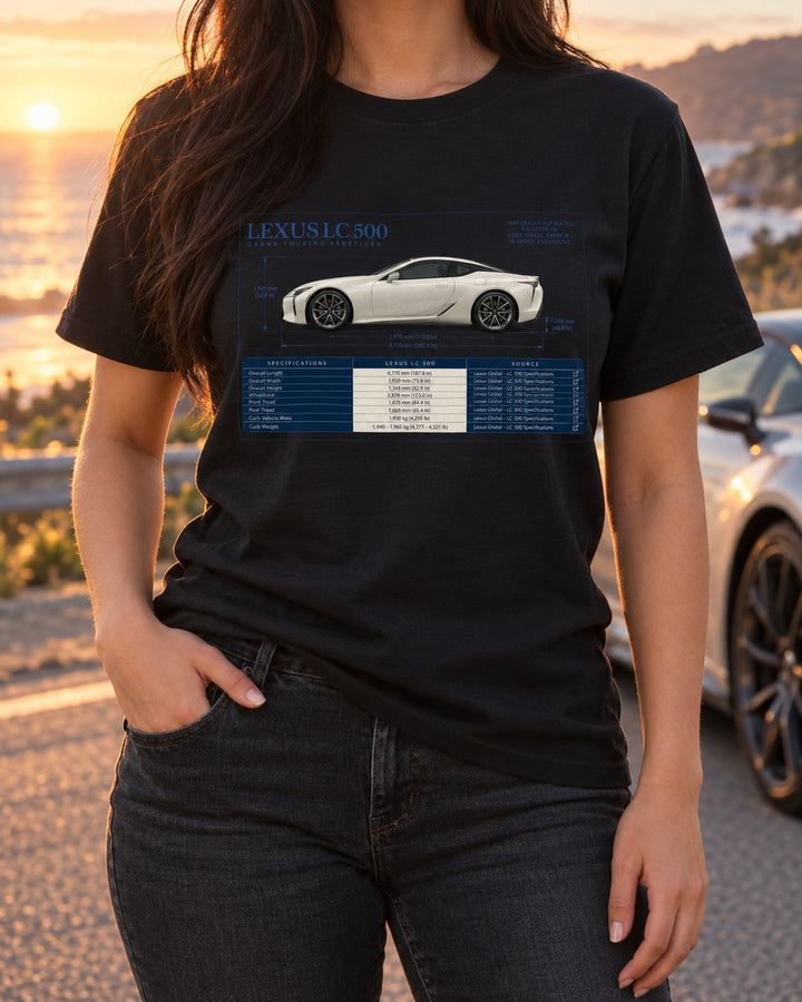 Lexus RC F Night Street Shirt, All Five Litres All Night T-Shirt Black worn hero