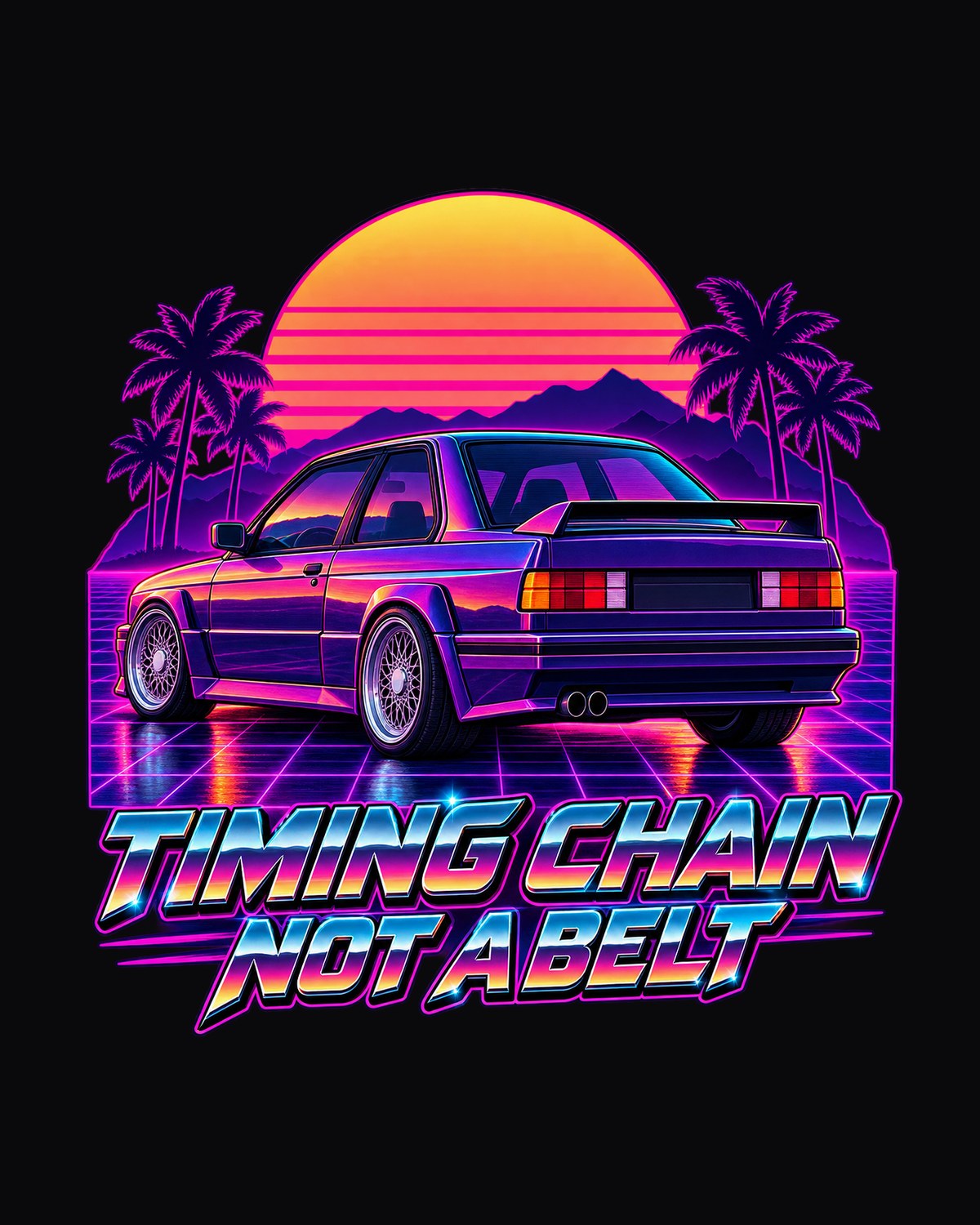BMW E30 M3 Dusk Taillight Synthwave Outrun Car Shirt design only