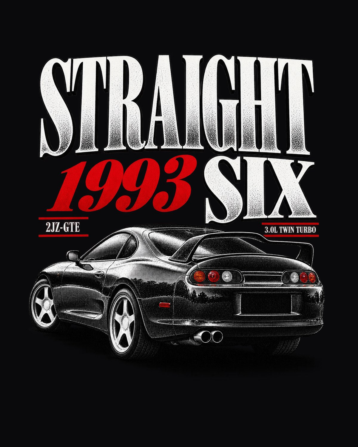 Straight Six Editorial Tee for the Toyota Supra A80 JZA80 design only