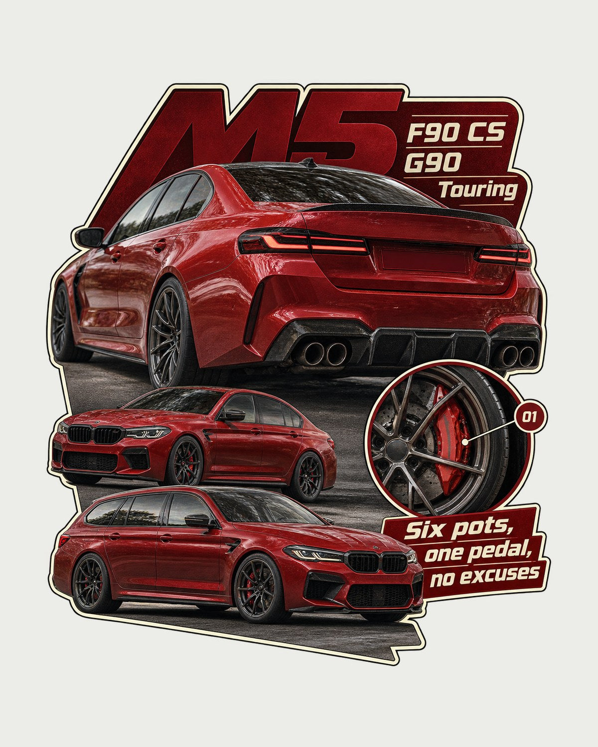 BMW M2 G87 Taillight Macro Shirt, Six Pots Brake Joke Car Tee design only