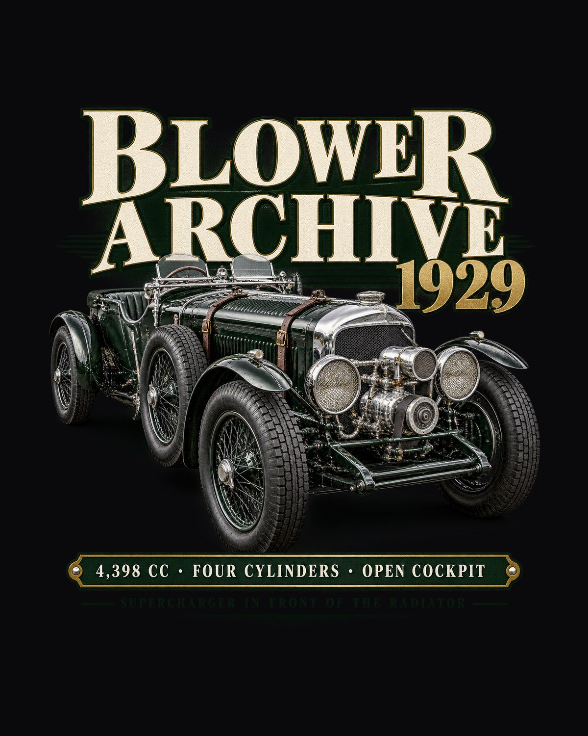 Bentley Blower 1929 Archive Panel print Hoodie design only