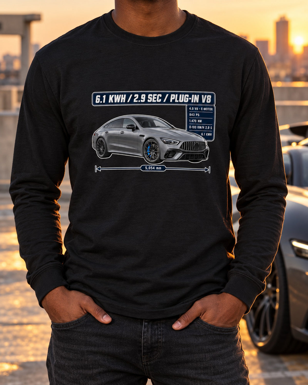 Mercedes-AMG GT 63 S E Performance 2022+ Spec Poster Hoodie or Tee Long Sleeve Black worn hero