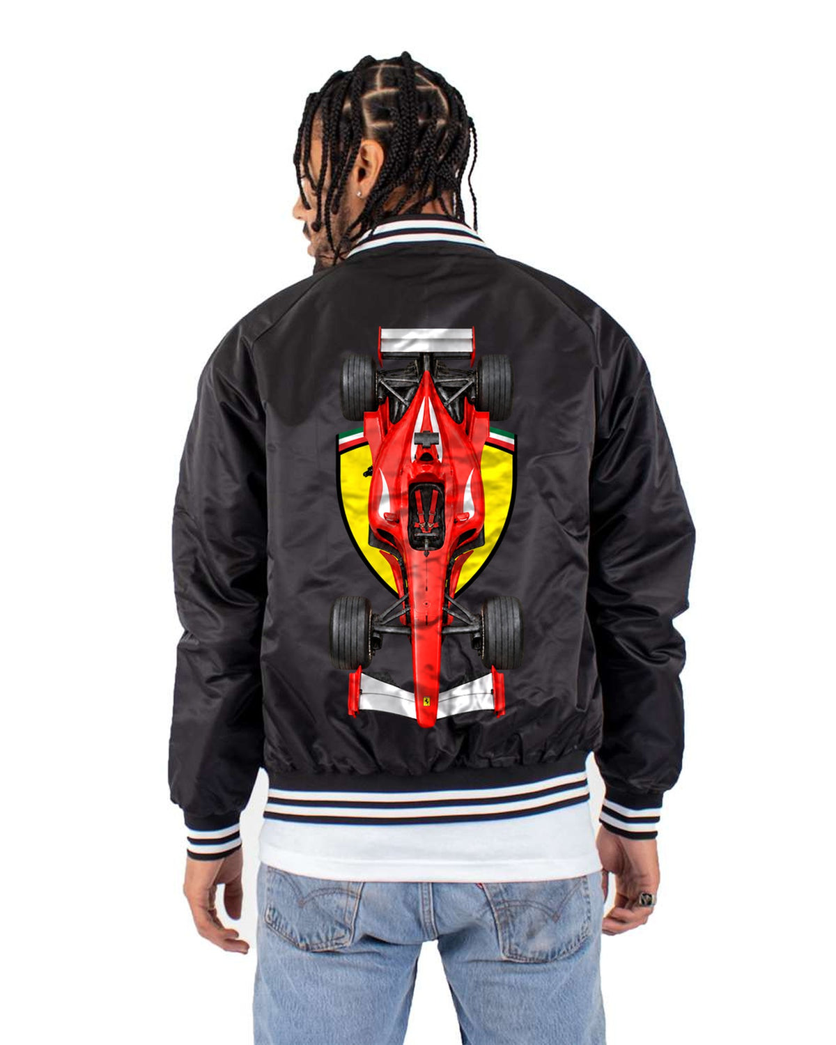 Ferrari F2002 2002 Classic F1 Overhead Poster Shirt, Formula 1 Tee Bomber Jacket Black back