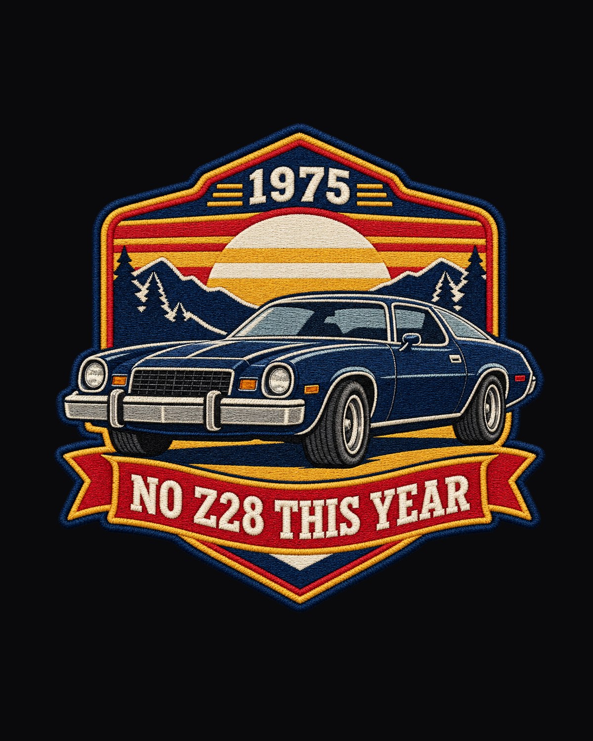 1975 Camaro Second-Gen Shirt, No Z28 This Year Crest Tee design only