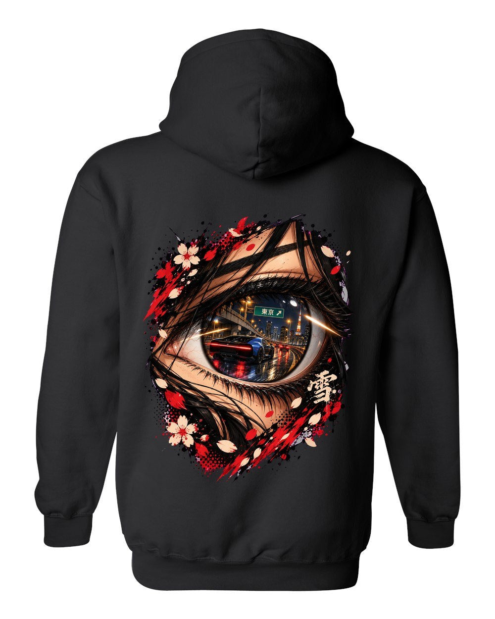 Bugatti Chiron Anime Girl Pull Over Hoodie Black back
