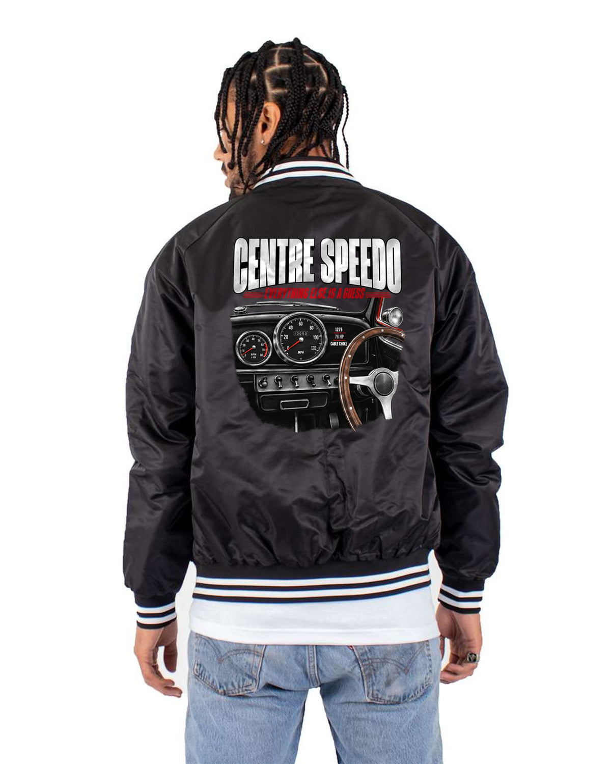 Classic Mini Cooper S 1275 Cockpit Shirt, Centre Speedo Car Gift Bomber Jacket Black back
