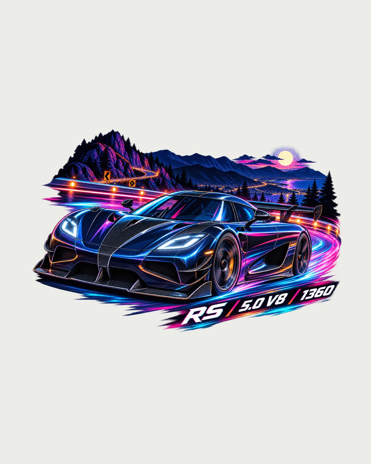 Koenigsegg Agera RS 2015 Anime Night Touge Pass Graphic Tee design only