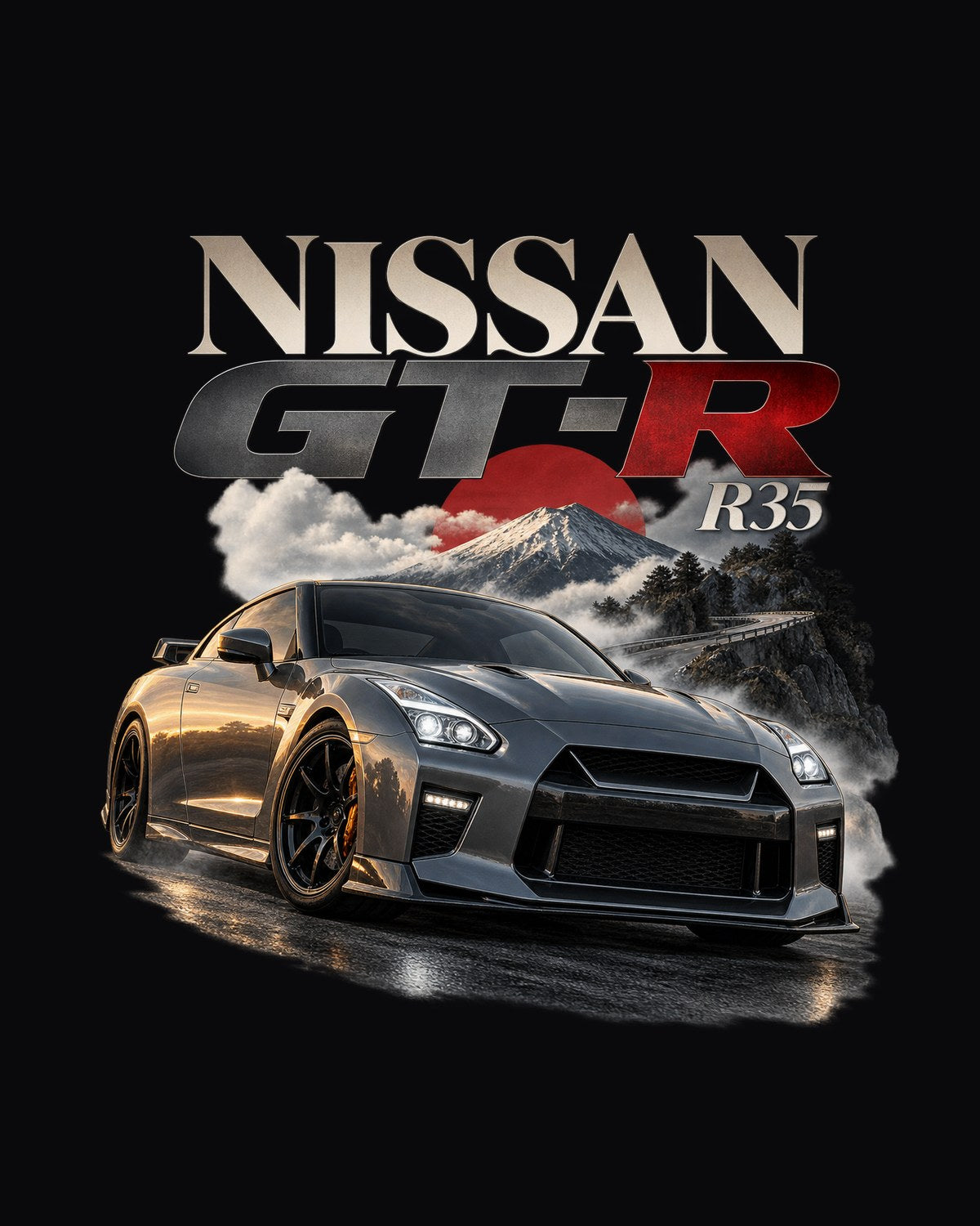Nissan GT-R R35 2017 Facelift Spec Poster Tee, Blue print design only