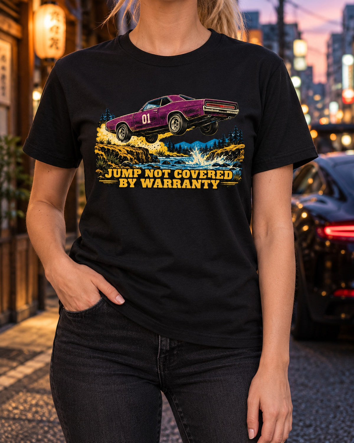 1969 Dodge Charger Creek Jump Poster Shirt, Muscle Car Tee T-Shirt Black worn hero