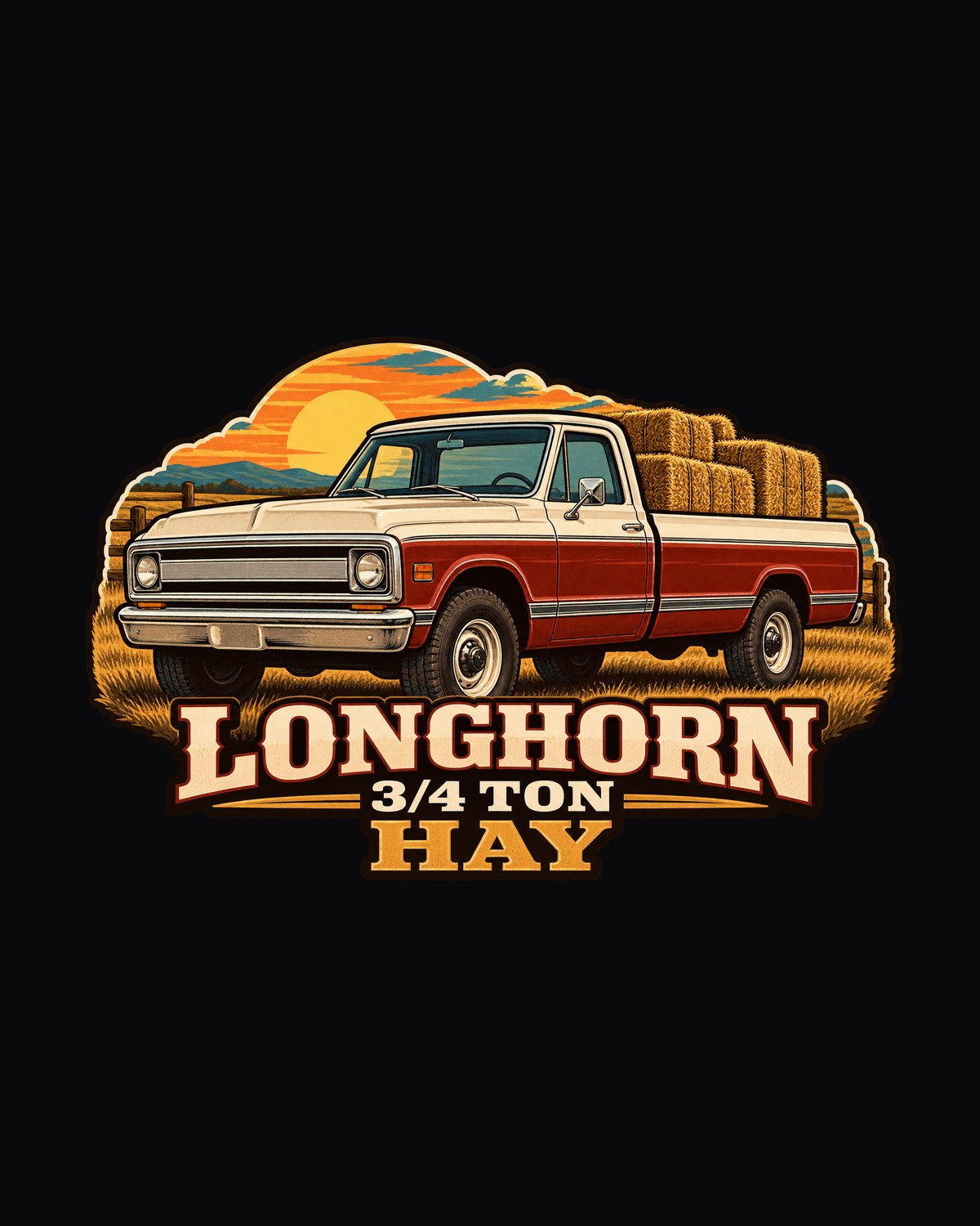 Chevrolet C20 Longhorn Vintage Dealer Ad Tee, 1967-72 Hay design only