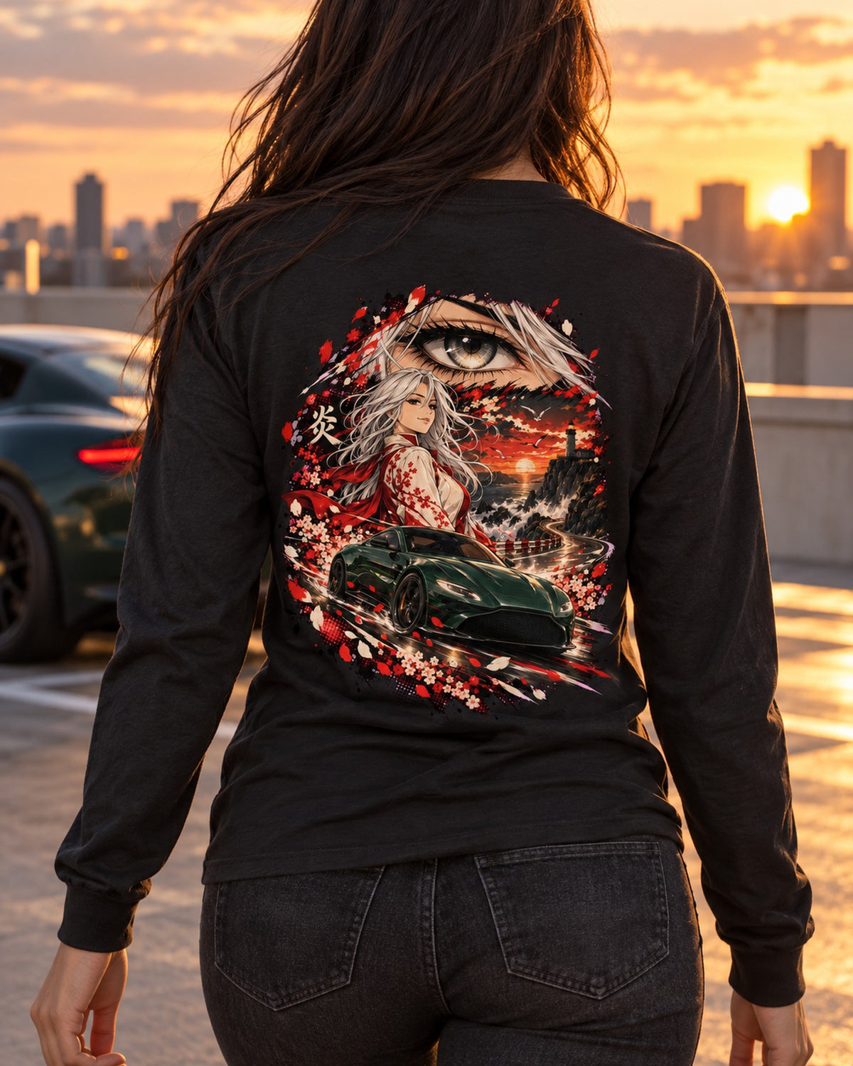 Aston Martin Vantage Anime Girl Shirt, Hoodie & More Long Sleeve Black worn hero