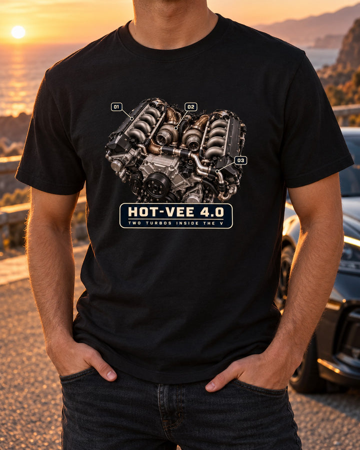 Mercedes-AMG SL63 M177 4.0 V8 Engine Print Tee T-Shirt Black worn hero