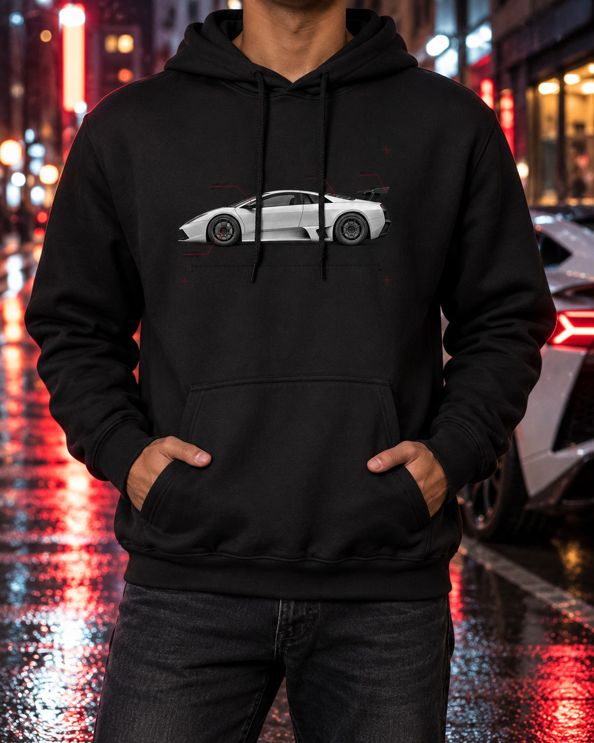Gallardo Superleggera Spec Poster Shirt, 618 Made, Car Guy Gift Pull Over Hoodie Black worn hero