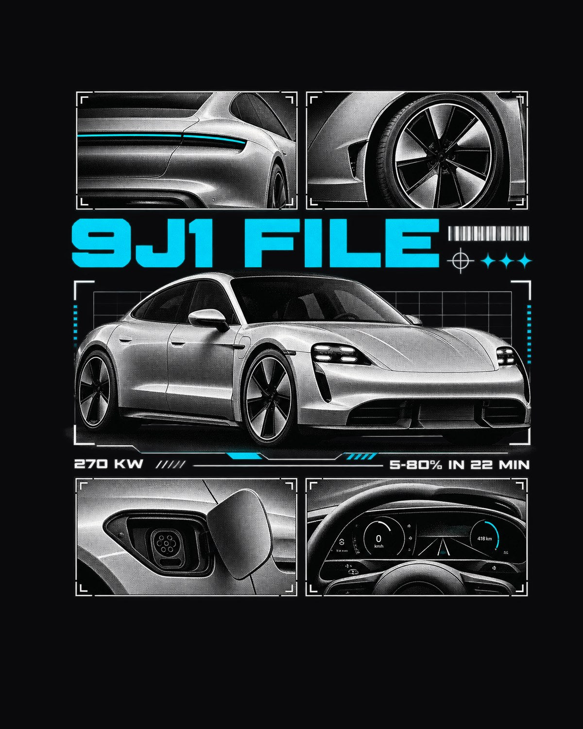Porsche Taycan Turbo S 9J1 Dossier Panel Shirt, Car Guy Gift design only