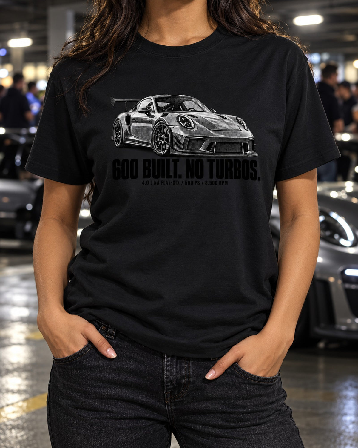 Porsche 911 GT3 RS 4.0 997 Halftone Spec Shirt, 600 Built T-Shirt Black worn hero