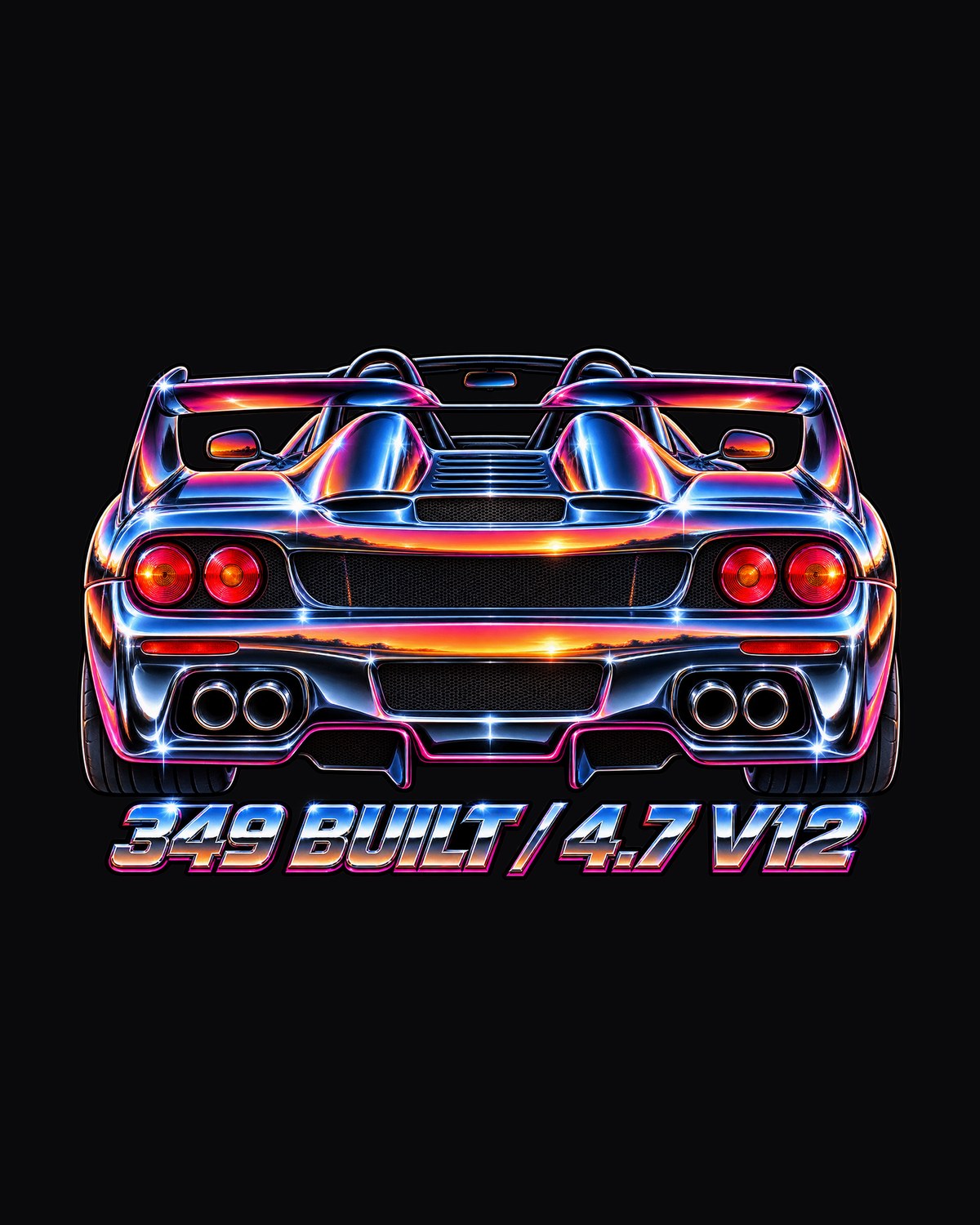 Ferrari F50 349 Built Twin Pod Rear Airbrush Chrome Shirt design only