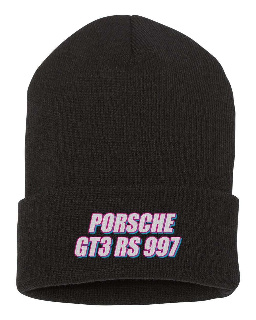 Porsche Gt3 Rs 997 black beanie front view with car name