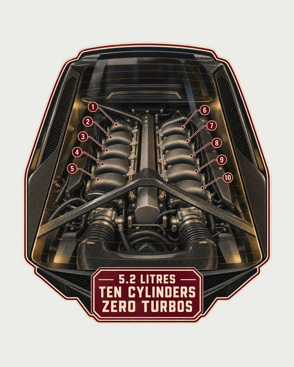Audi R8 V10 Plus Type 4S Engine Bay Shirt, Naturally Aspirated Tee design only