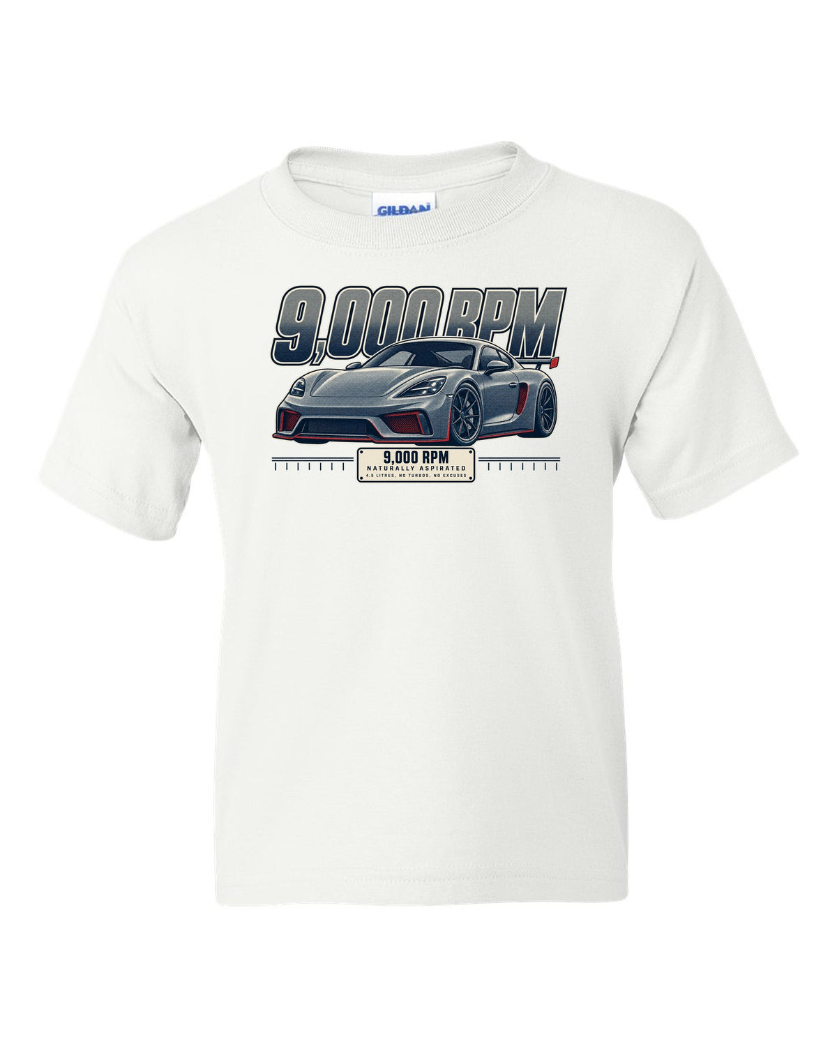 Halftone front three-quarter print of the Ferrari 458 Speciale white kids tee front view with the design