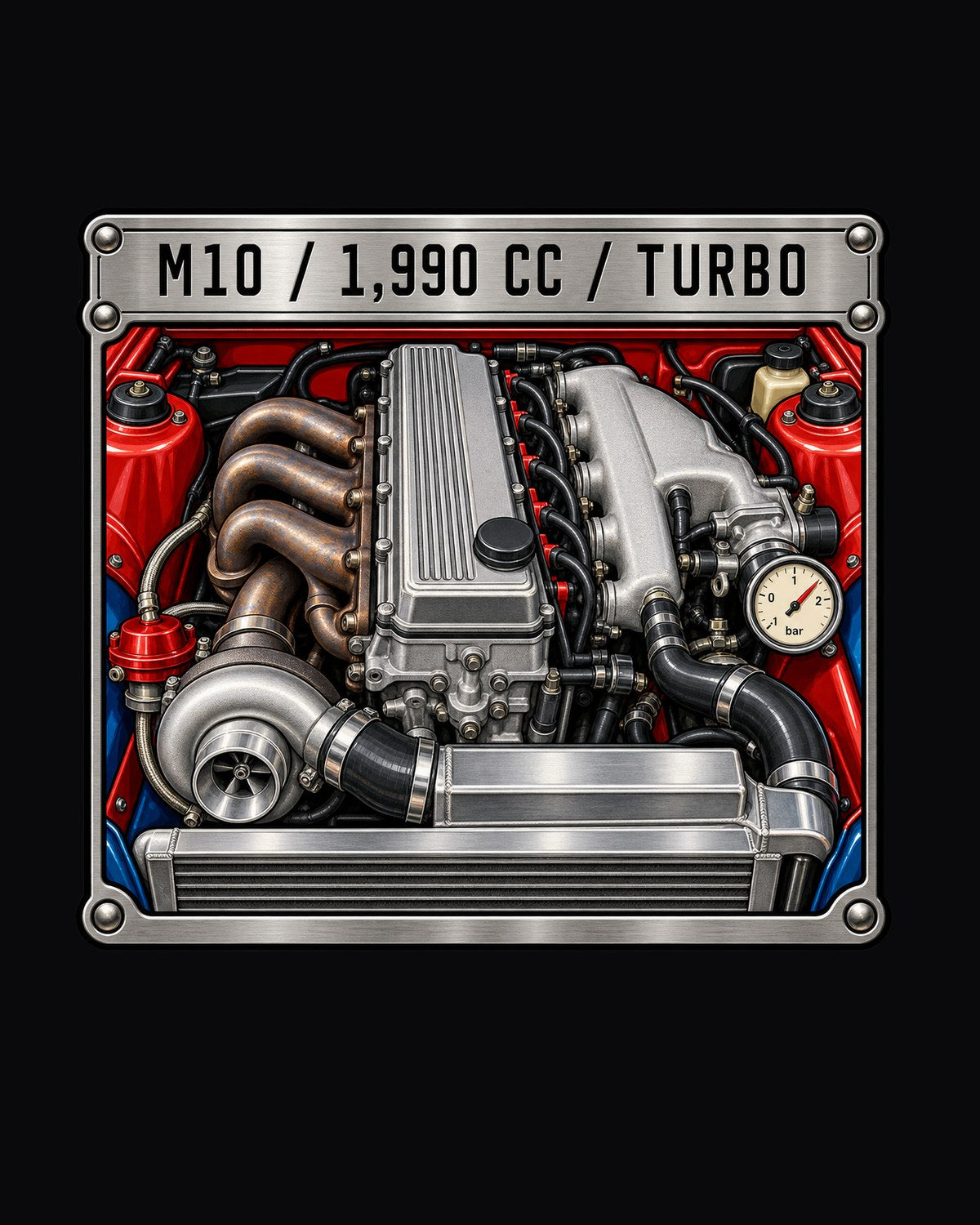 BMW 2002 Turbo M10 Engine Data Plate Shirt, 1,990 CC design only