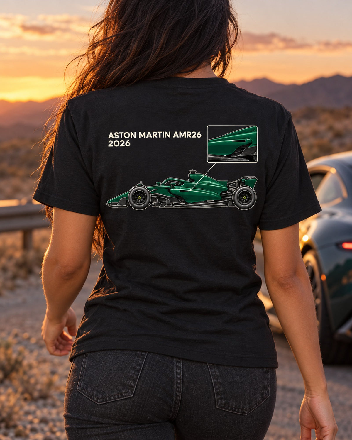 Aston Martin AMR26 F1 2026 Side Channel Shirt, Formula 1 Fan Tee T-Shirt Black worn hero