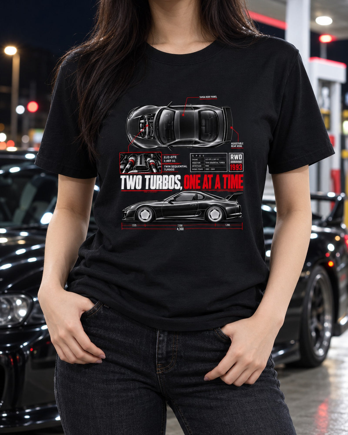 Toyota Supra A80 JZA80 Twin Sequential Turbo Spec Shirt T-Shirt Black worn hero
