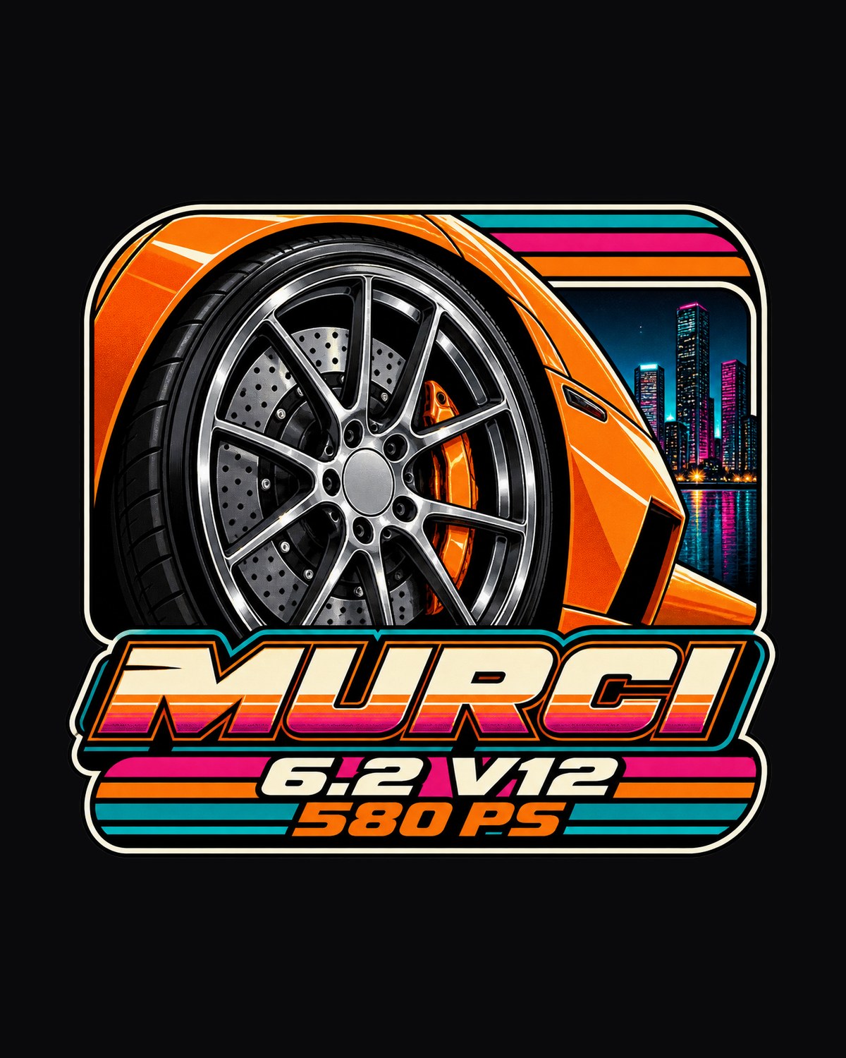 Lamborghini Murcielago 2001 Wheel Cassette Shirt, 6.2 V12 design only