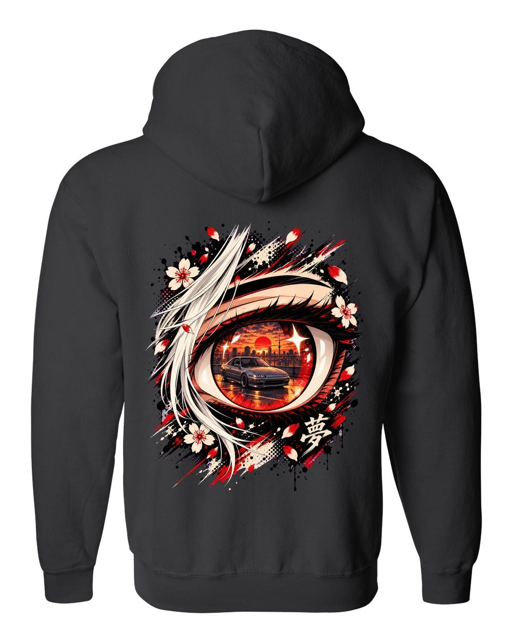 Honda Prelude BB Anime Girl Zip Hoodie Black back