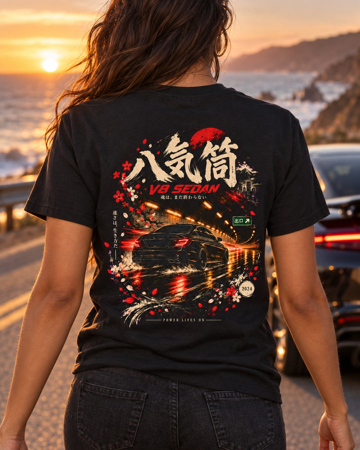 Mercedes-AMG C63 V8 Sedan Shirt, Hoodie & More T-Shirt Black worn hero