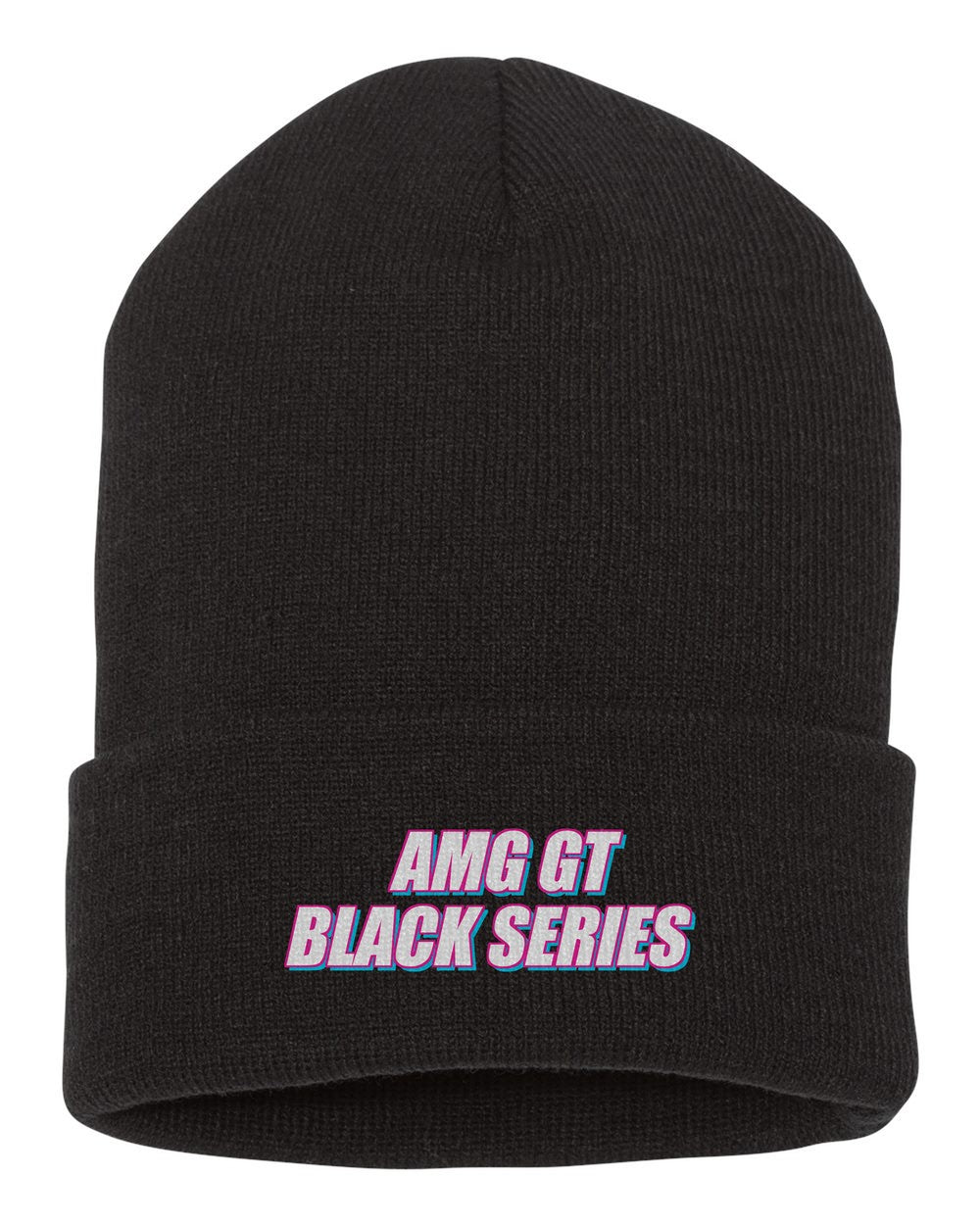 Amg Gt Black Series black beanie front view with car name