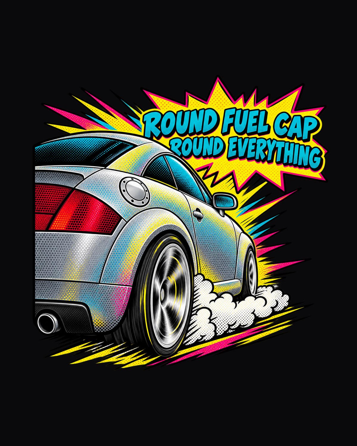 Audi TT 8N Round Fuel Cap Comic Halftone Shirt design only