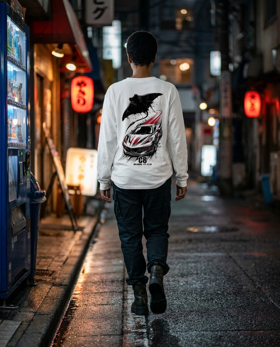 White Long-Sleeve Tee street
