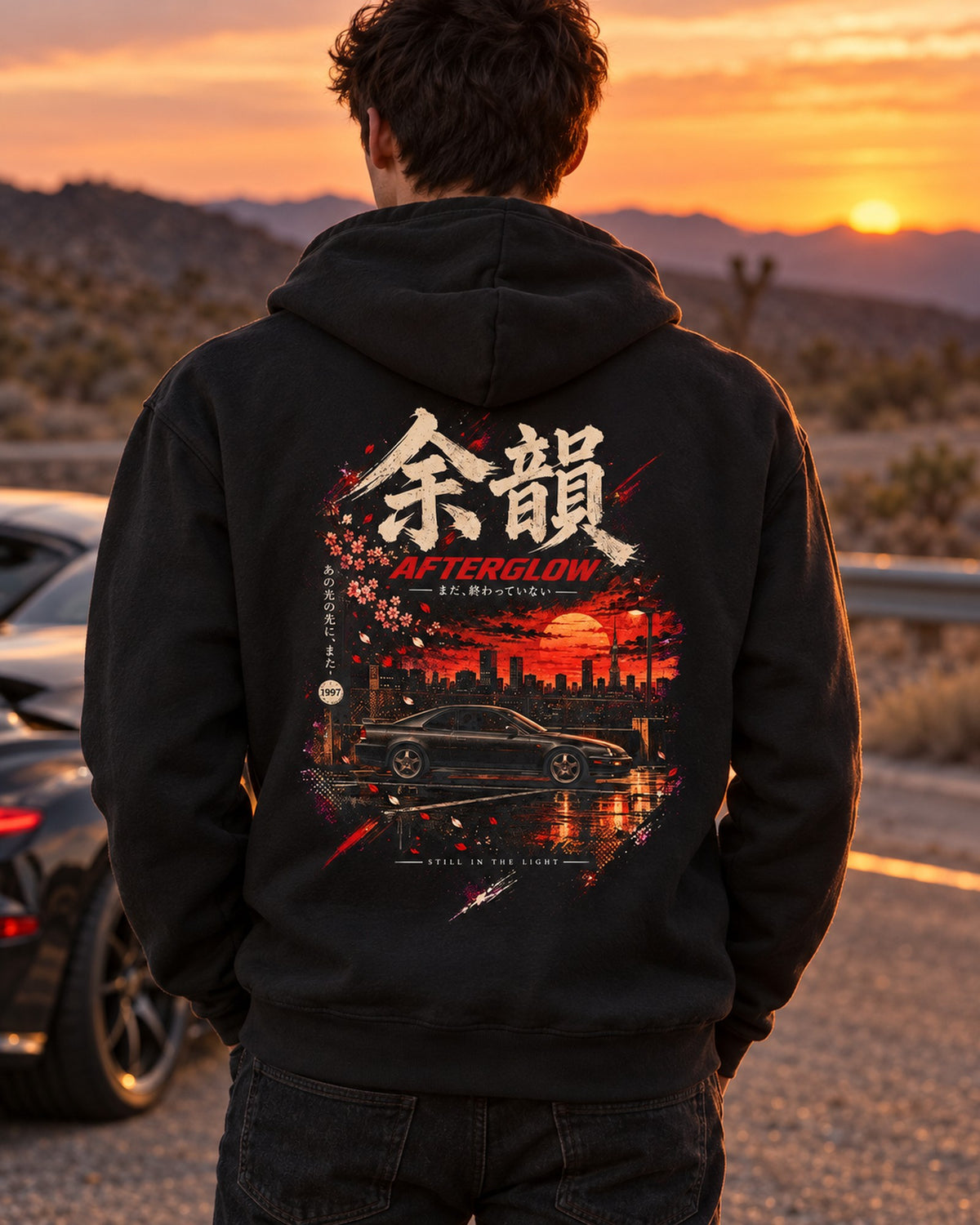 Honda Prelude BB Afterglow Shirt, Hoodie & More Zip Hoodie Black worn hero