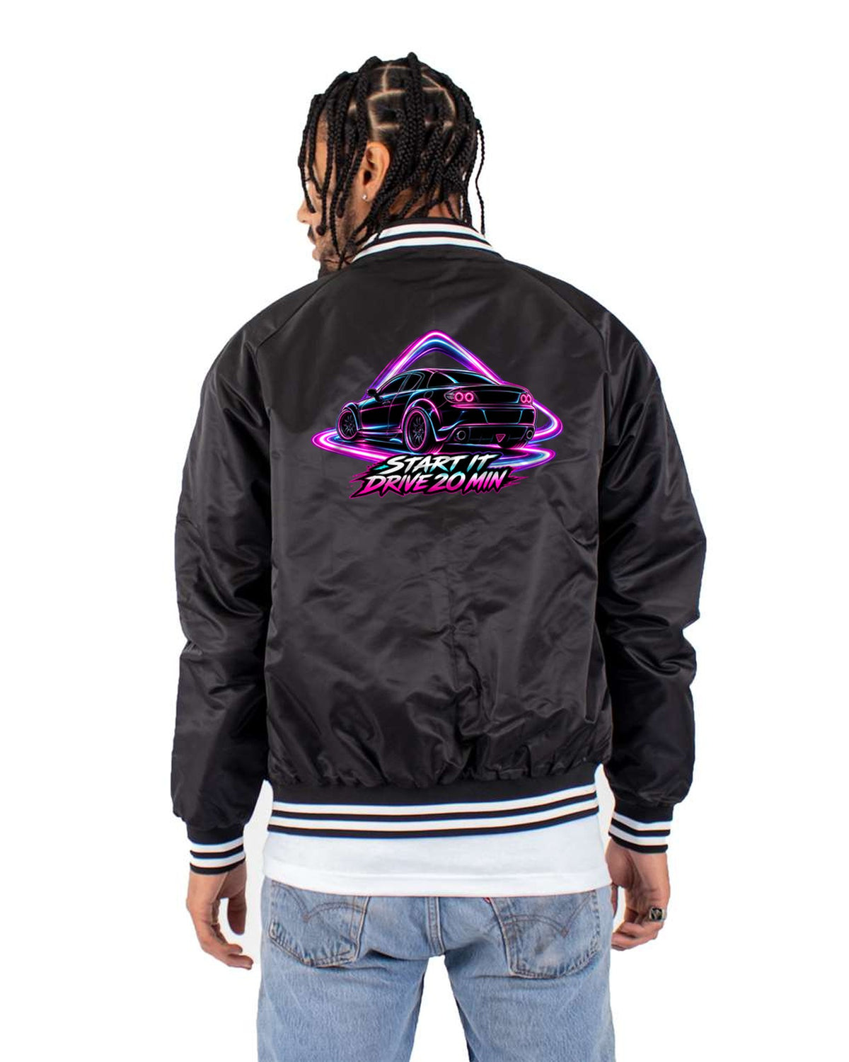 Mazda RX-8 SE3P Neon Light Painting Shirt, Start It and Drive Bomber Jacket Black back