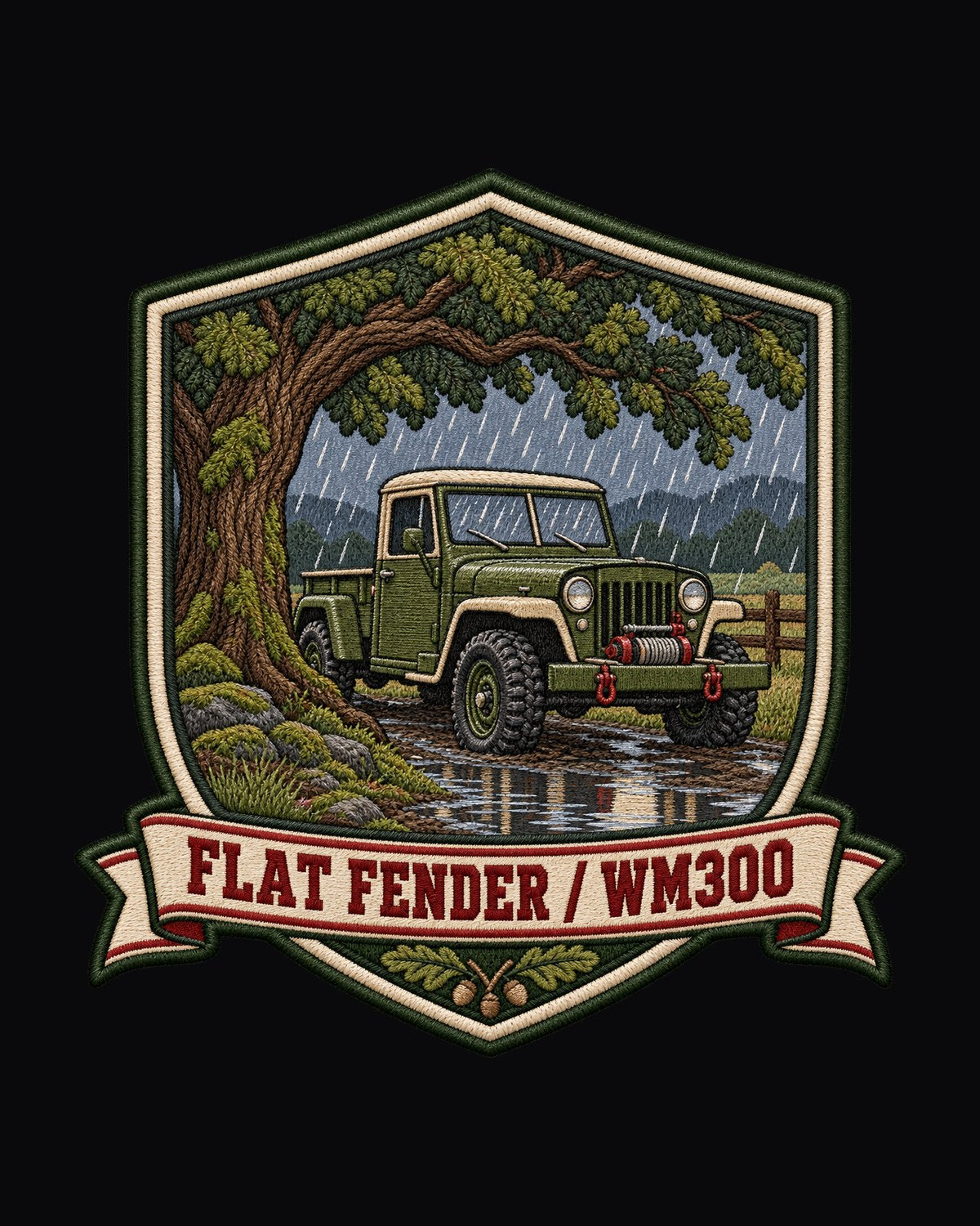 Flat Fender WM300 Oak Crest Varsity Tee, Dodge Power Wagon design only