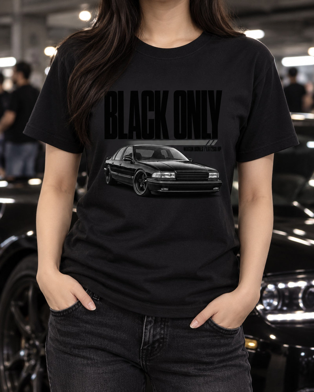 1994 Impala SS Black Only Halftone print Tee, LT1 T-Shirt Black worn hero
