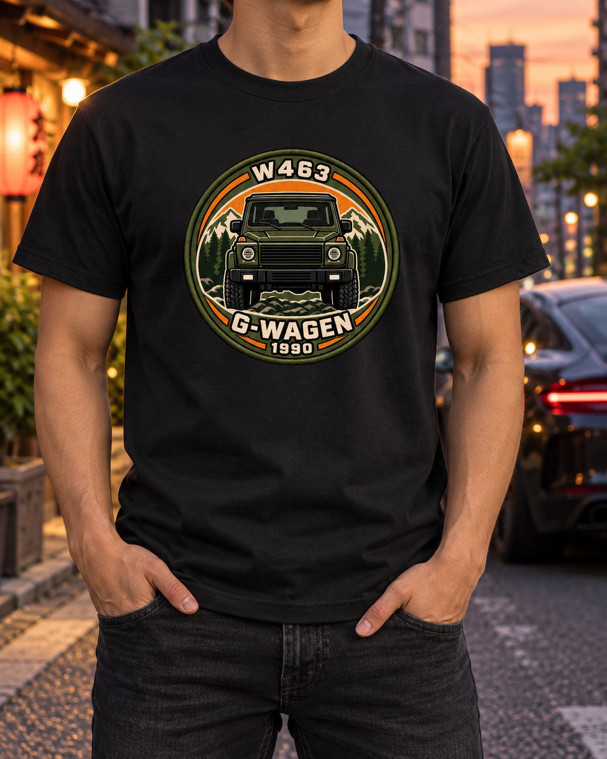 Mercedes G-Wagen W463 1990 Heritage Varsity Crest Shirt T-Shirt Black worn hero