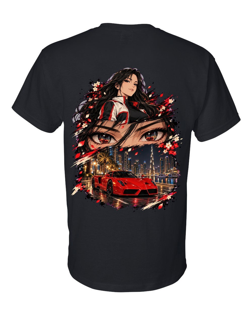 Ferrari Enzo Anime Girl T-Shirt Black back
