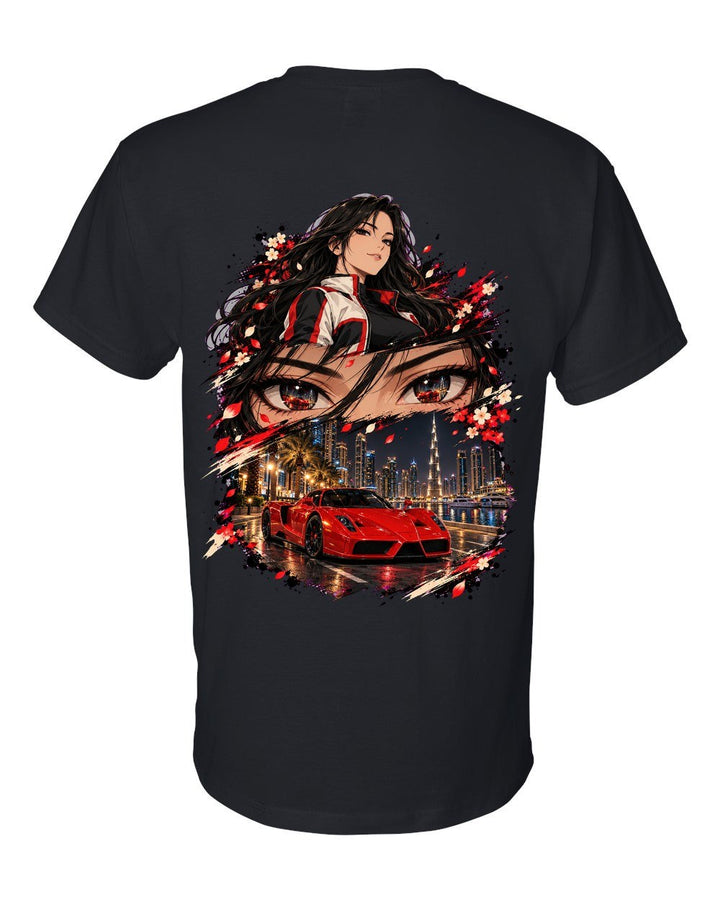 Ferrari Enzo Anime Girl T-Shirt Black back