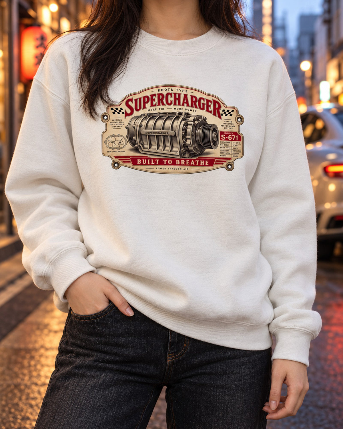 2023 Ford F-150 Raptor R P702 Supercharger Spec Plate Shirt Crewneck White worn hero