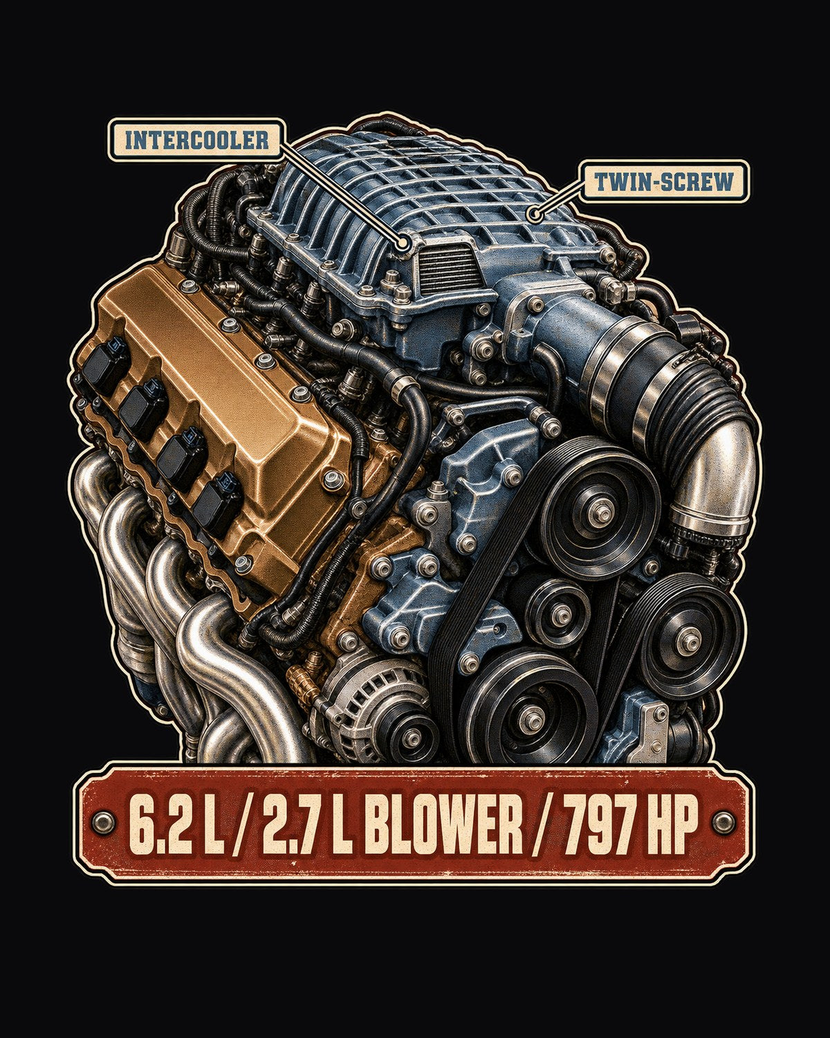 Charger Hellcat Redeye 6.2L Supercharged V8 Engine Shirt design only
