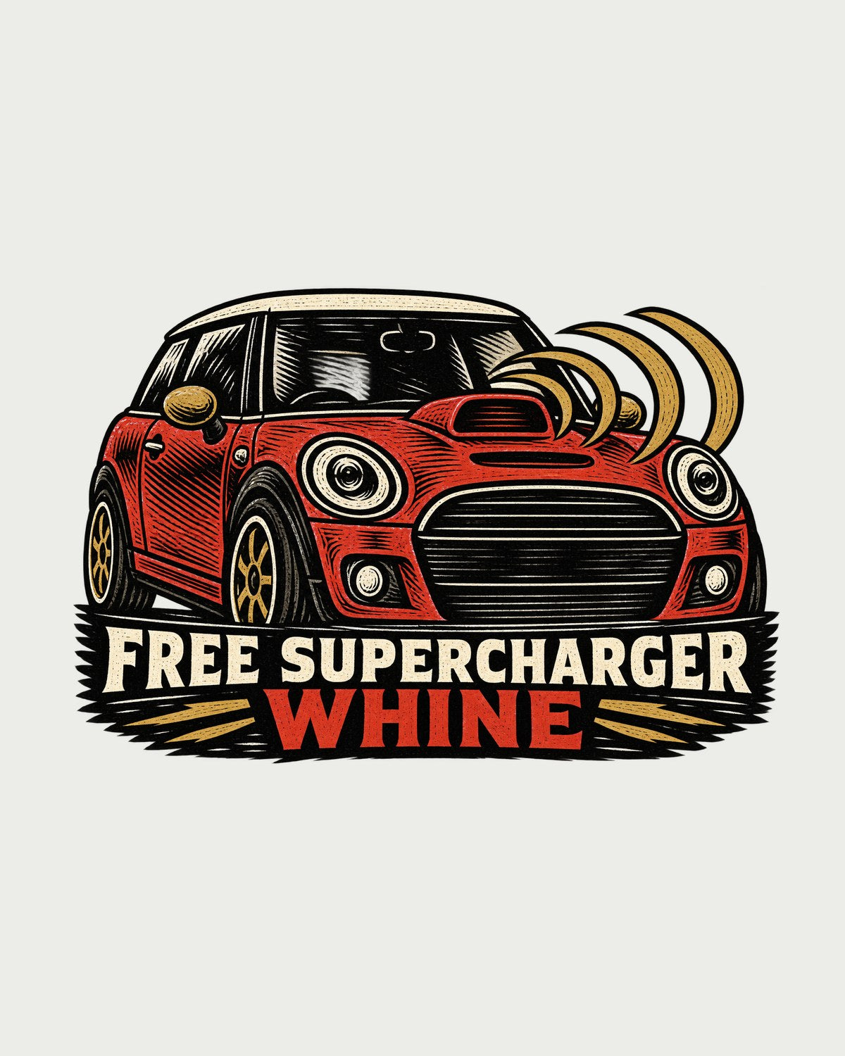 The Whine: Mini Cooper S R53 Linocut Car Shirt design only