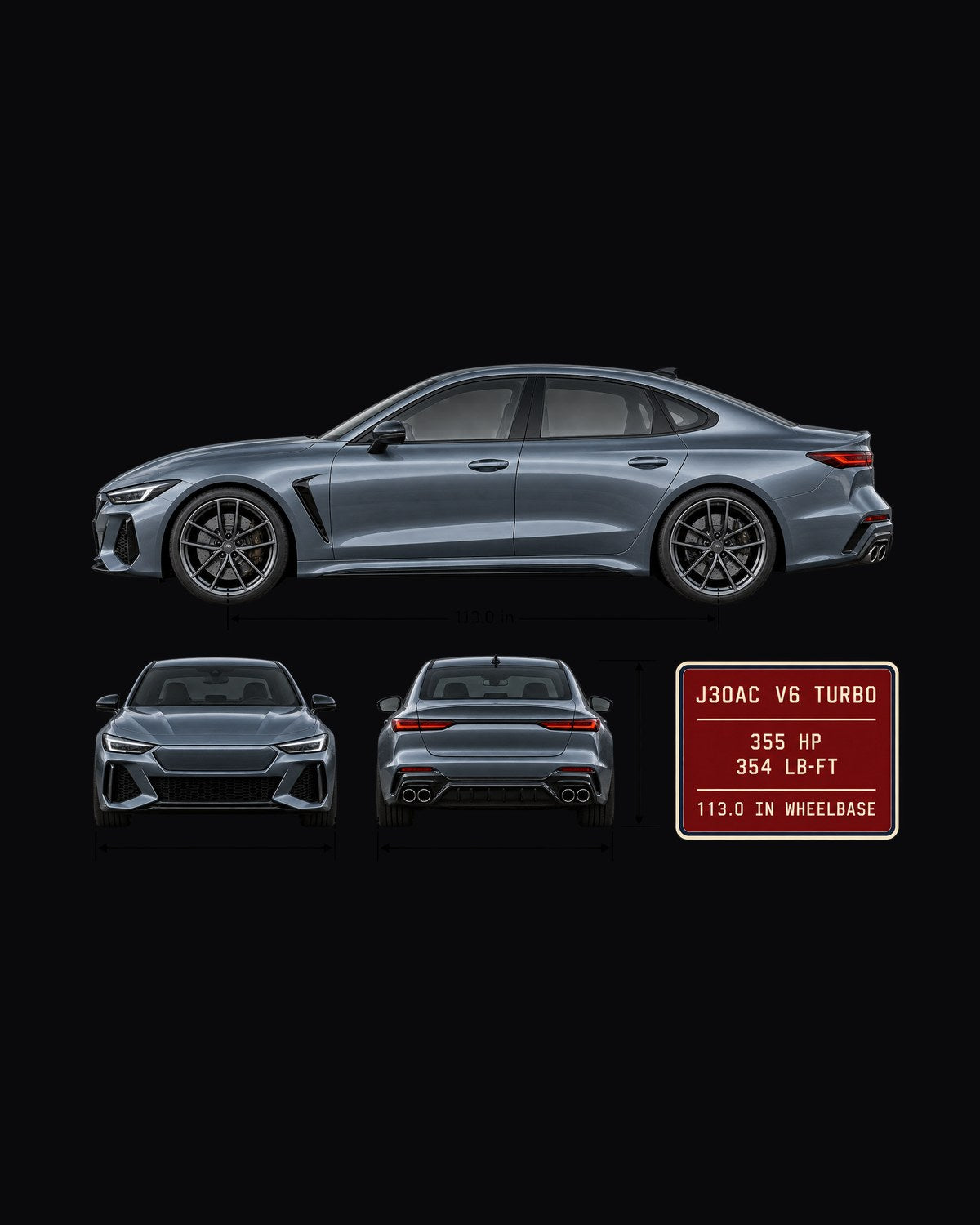 Acura TLX Type S Three-View Spec Shirt, J30AC Car Gift design only